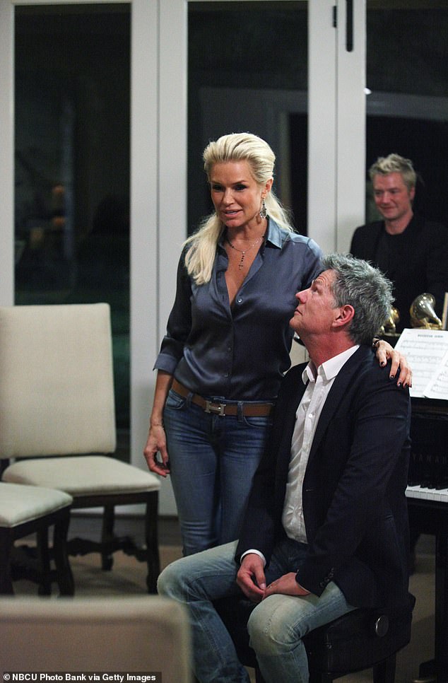 The house appeared on several seasons of RHOBH and was known for being the location of the infamous Don't Sing For Your Supper episode in season three; Pictured: Yolanda Hadid and David Foster on RHOBH still