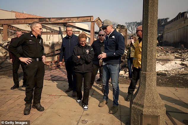 Bass finally returned home Wednesday to inspect the damage with fellow Democrat and California Governor Gavin Newsom