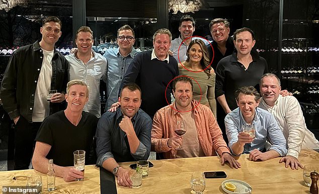 In September, the couple (in a circle) enjoyed dinner among other punting enthusiasts at The Botanical in South Yarra, where they both live.