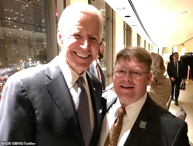 Joe Biden and Kevin O'Connor in 2017 at a reception for Biden's book 'Promise Me Dad'