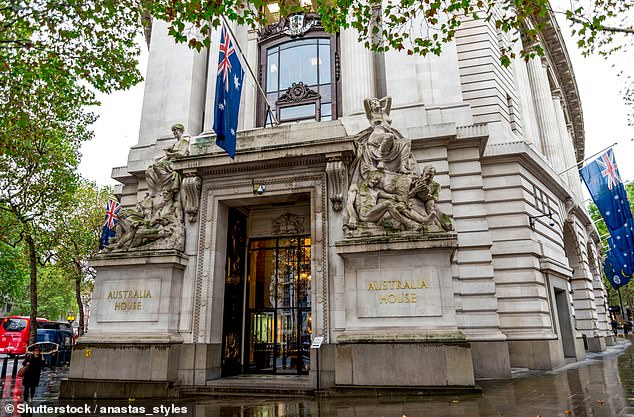 Invitation-only events will be held at Australia House (pictured) ahead of Australia Day, but it will be closed for the holiday as it falls on a Sunday.