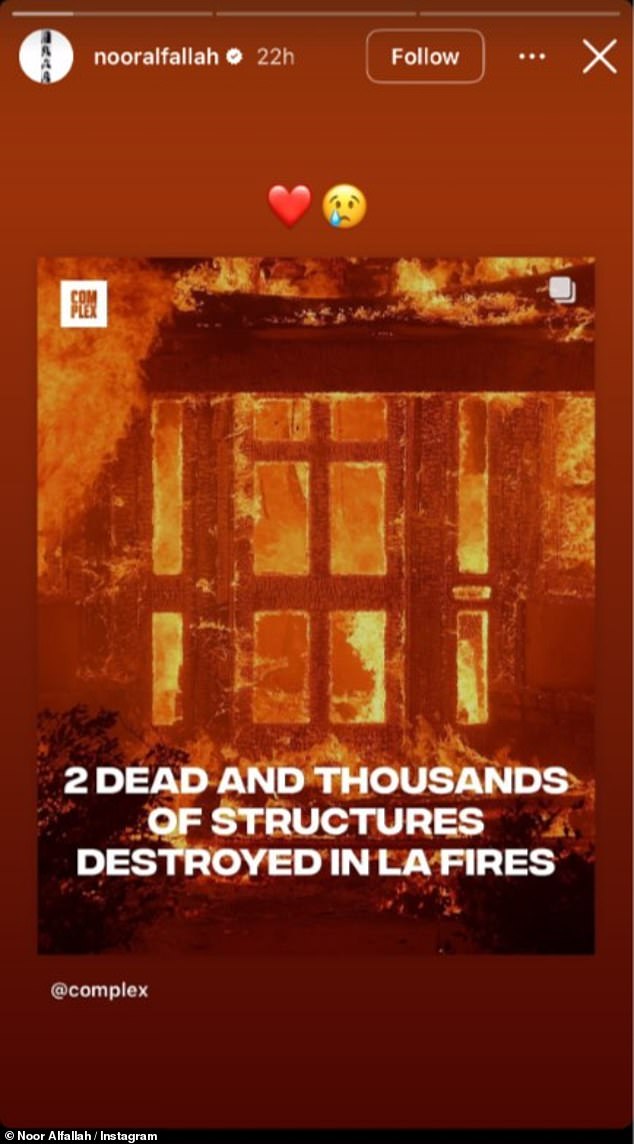 Earlier on Wednesday, The Apprentice executive producer took to her Instagram Story to repost news updates about the fire.