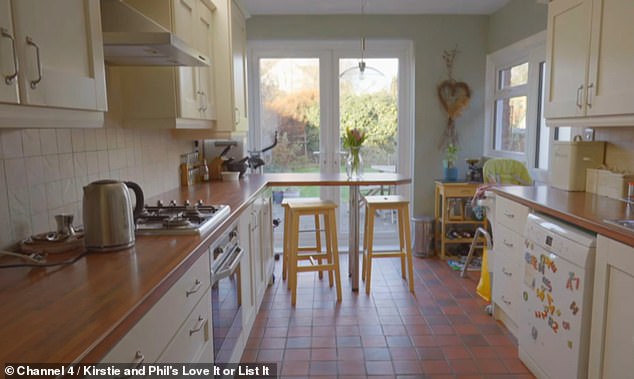 The previous kitchen had a breakfast bar, which took up a lot of space (in the before photo)