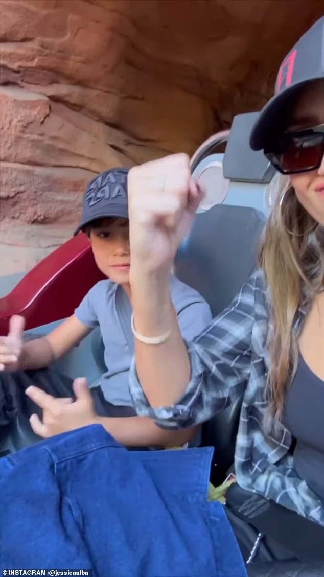 She included images of her and Hayes on a ride during a recent trip to Disneyland.