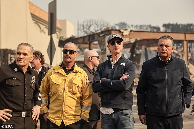 Patrick called on Newsom (second from right) to resign after the Los Angeles fires