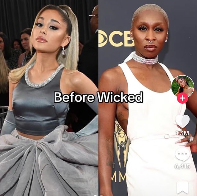 The images above show Ariana Grande and her co-star Cynthia Erivo before Wicked.