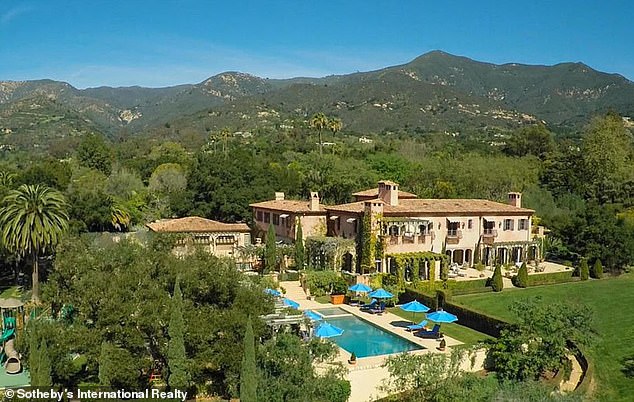 Prince Harry and Meghan live in this £12 million mansion in Montecito, California (file photo)