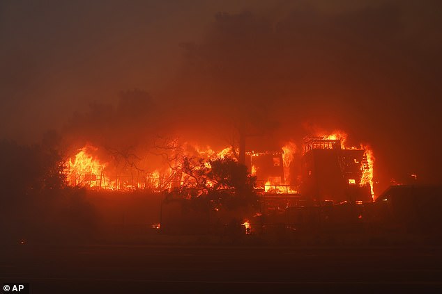 Palisades Fire burns property in Pacific Palisades neighborhood of Los Angeles