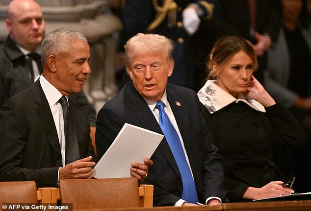 Melania, 54, accompanied the president-elect to the ceremony at the Washington National Cathedral in Washington, DC.