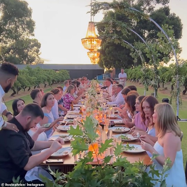 The couple then celebrated their union with their closest friends and family as they all sat down to a sunset meal outside on the vineyard grounds.