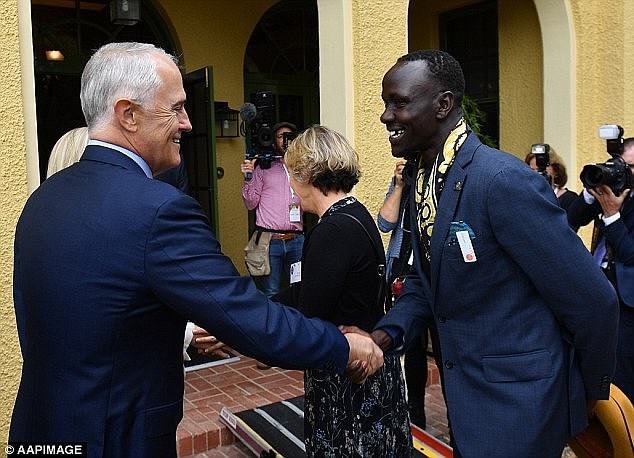 His life story became a best-selling biography in 2016 (pictured: shaking hands with then Prime Minister Malcolm Turnbull)