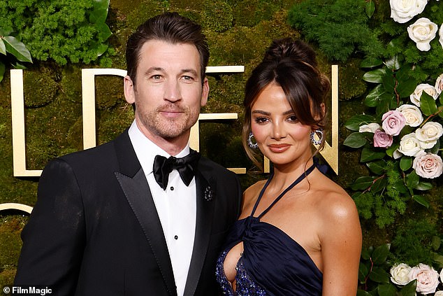 Miles Teller and his wife Keleigh, seen here attending the Golden Globes on Sunday, had scored their $7.5 million dream home in 2023 before losing it this week in the fires.