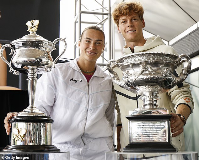 Sabalenka has $3 odds at most sportsbooks on winning the tournament, and you could set your price for Destanee Aiava (pictured, with fellow 2024 winner Jannik Sinner).