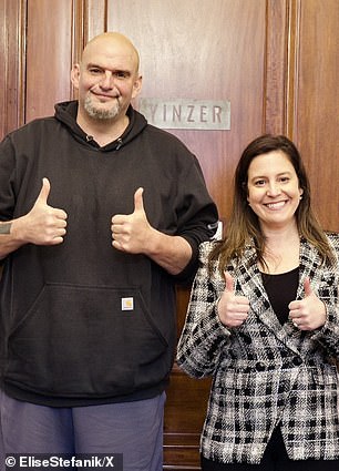 Fetterman with Representative Elise Stefanik, Trump's nominee for ambassador to the UN