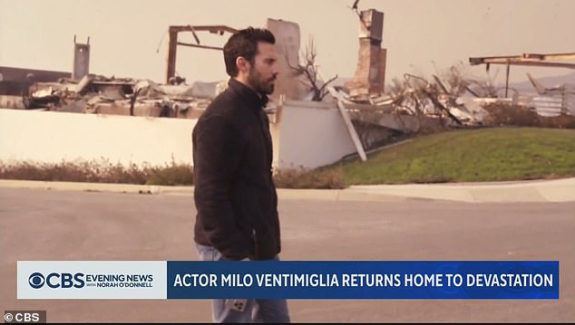 Fortunately, he, his wife and their dog were safely evacuated Tuesday before it happened. Ventimiglia became visibly emotional as he spoke of his loss, which included the crib and 