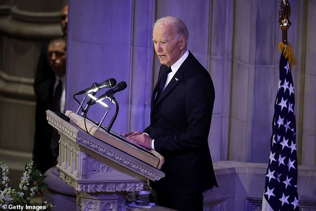 Biden, the first sitting senator to support Carter's run for the White House in 1976, delivered a eulogy