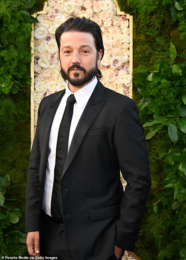 Diego Luna (pictured at the 82nd Golden Globe Awards in January) plays Valentin, a political prisoner, opposite Jennifer Lopez in Kiss of the Spider Woman.