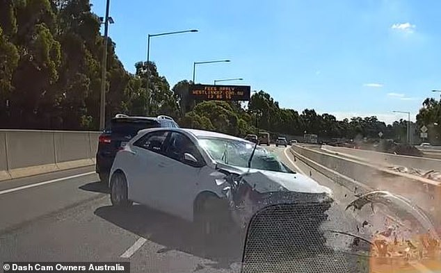 The hatchback immediately spun into the path of the oncoming vehicle, but the two cars managed to avoid colliding with each other.