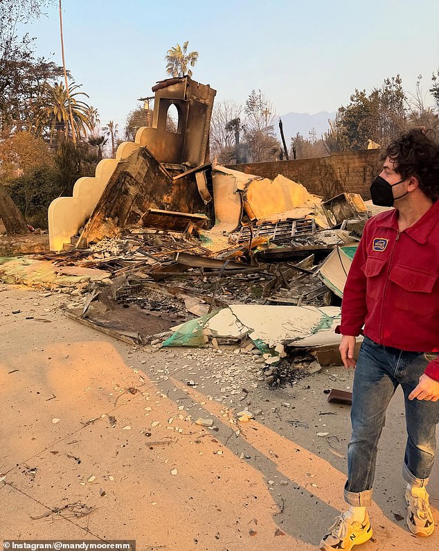 Moore has shared images of the destruction in her neighborhood