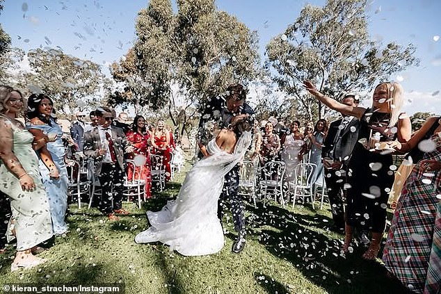 The Adelaide Crows star, 29, married his accounting partner at the picturesque Anvers Wines estate, surrounded by his football friends and family.