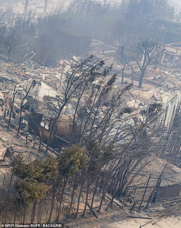 All the walls of the huge property were reduced to ashes, as it was difficult to distinguish the basic structure of the house.