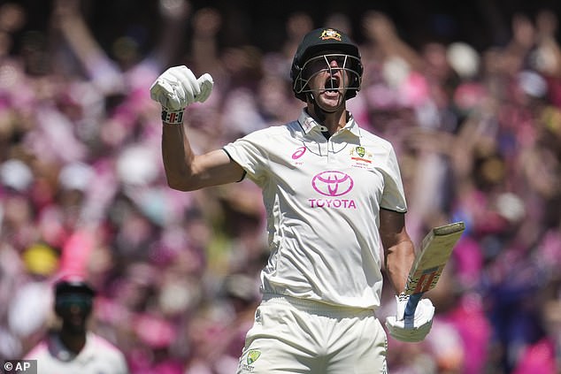 Webster, 31, impressed on debut against India, taking a crucial wicket, two catches in the first innings and plundering a crucial half-century before hitting the winning runs (pictured) as Pat Cummins' men sealed a series of 3-1 wins at the SCG.