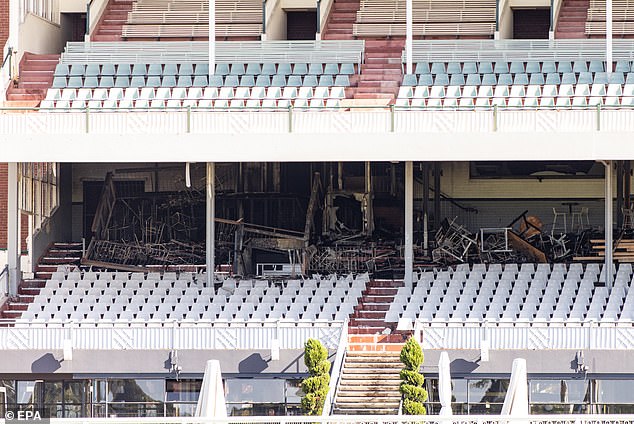 The wooden floors in the old stand allowed the fire to spread quickly and cause damage worth 