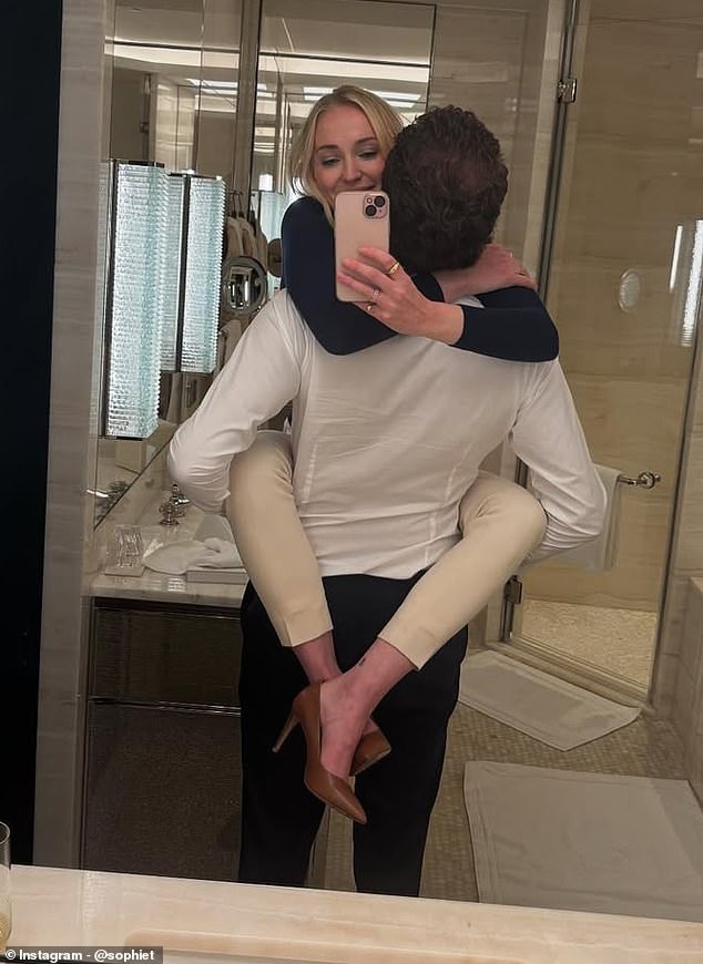 The Instagram post contained numerous snaps showing the actress, 28, cuddling up to her boyfriend, Peregrine Pearson.