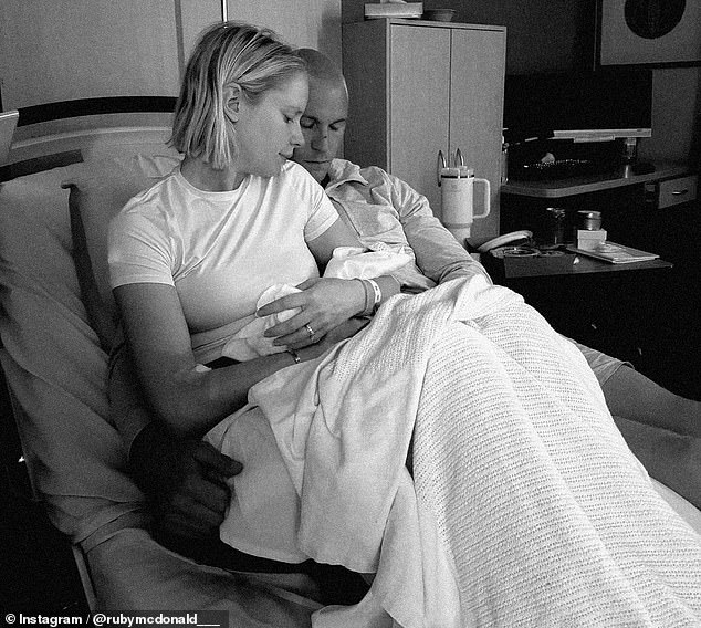 The happy news comes after the couple (both pictured) heartbreakingly lost their third child, Goldie, to stillbirth in January last year.