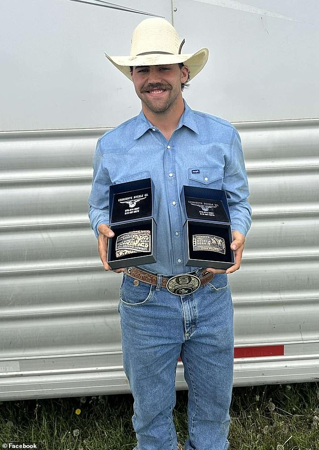 The horse, named Red, was purchased by Tatum Hansen (pictured) – a rodeo star at the University of Montana – after his last animal tragically died from a rattlesnake bite in Glendive