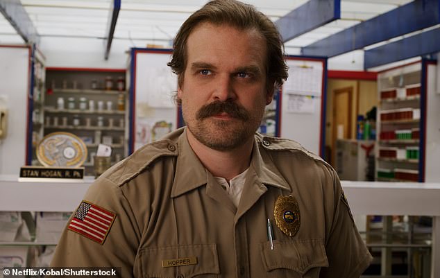 In a previous appearance on The Jonathan Ross Show, Lily said she was just 'swiping for a bit of fun' before she came across David dressed as a 'sexy police officer' (pictured in Stranger Things)