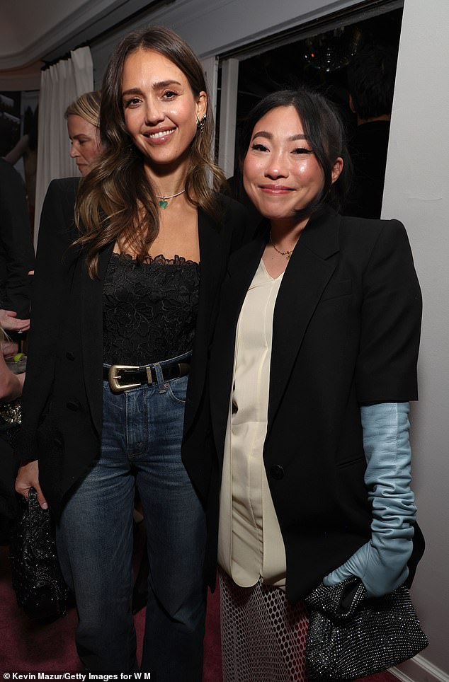 While inside the party, Alba mingled with Awkwafina.