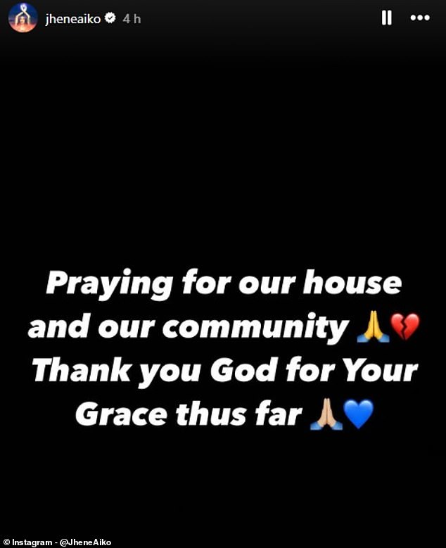 On Tuesday, the talented singer shared an Instagram story 'praying for our home and our community.' He also thanked 'God for your grace until now.'