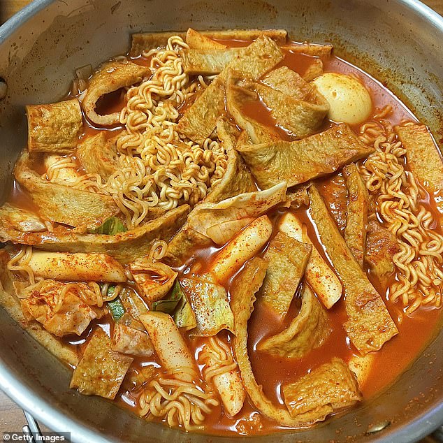 Budae-jjigae, a spicy Korean-American fusion dish made with broth, Korean hot pepper paste, kimchi, American Spam, beans and sausage, has also been banned.