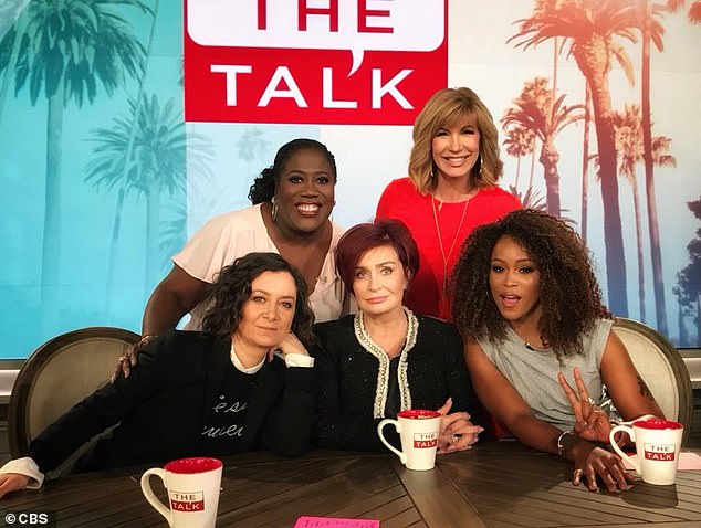 The beauty in red on The Talk with Sharon Osbourne