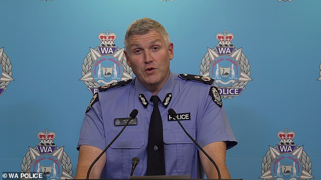 WA Police Commissioner Colonel Blanch (pictured) said parts of the wreckage were still submerged eight meters below the ocean surface.