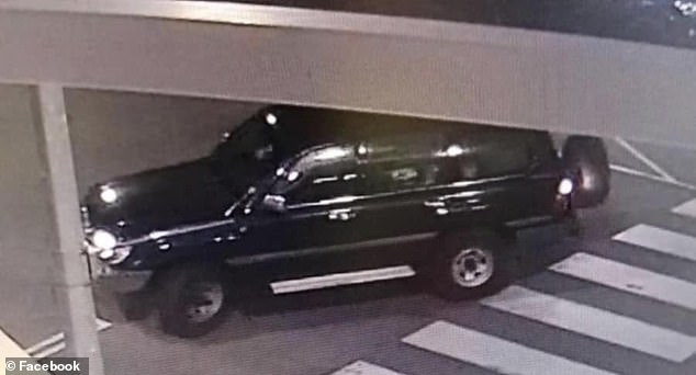 The 22-year-old was seen on CCTV cameras entering a dark-coloured Toyota Landcruiser (pictured) at the shopping centre.