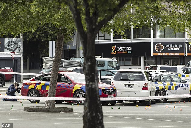 The car park where Senior Sergeant Fleming and a colleague were allegedly hit by a car remained a crime scene on Wednesday.