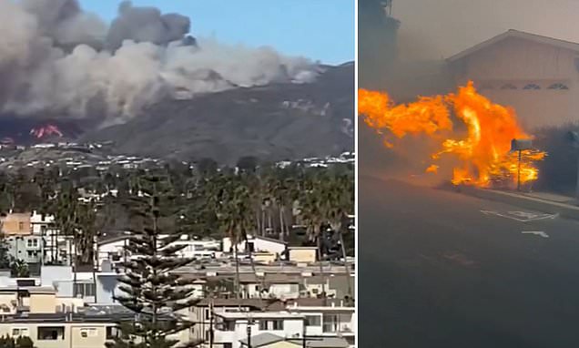 Palisades fire trucks bulldoze cars abandoned by Los Angeles residents