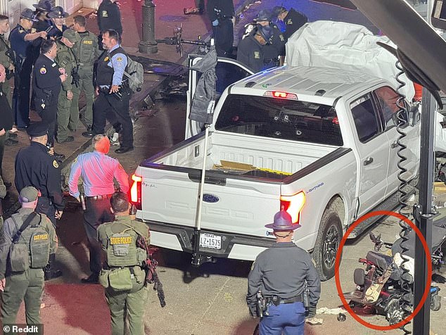 His daughter, Heaven Sensky Kirsch, confirmed to DailyMail.com that the badly damaged wheelchair photographed next to the powerful truck belongs to her father.