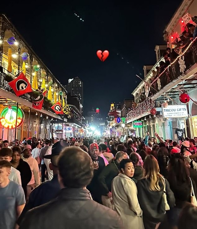 Dunne shared a photo of Bourbon Street that appears to be hours before the terrorist attack.