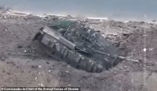 The tank was embarrassingly stuck in a ditch, leaving it vulnerable to Ukrainian attacks.