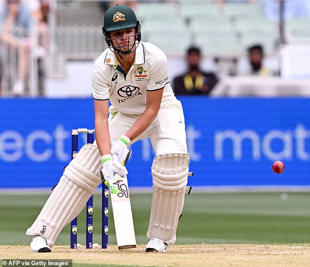 At 19, Sam Konstas (pictured on debut at the MCG) offers youthful exuberance, unlike his opening batting partner Usman Khawaja, who is almost twice his age at 37.