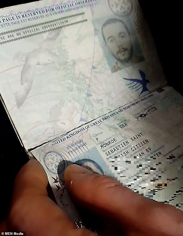 The glue appears to have worn off on a page of Mr Monroe's passport, causing a small tear in the spine.