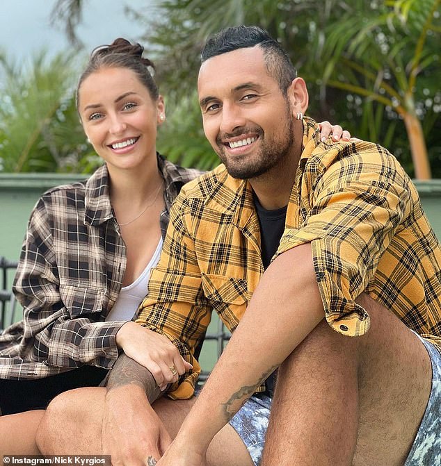 Nick Kyrgios appears in the photo with his ex-girlfriend Chiara Passari. He pleaded guilty to pushing her to the ground when he appeared in court on an assault charge in 2023.